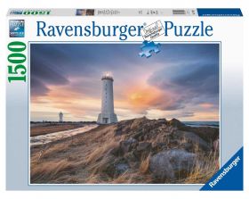 Puzzle 1500 Pezzi Ravensburger Cielo magico sopra il faro Akranes, Islanda | Puzzle Paesaggi
