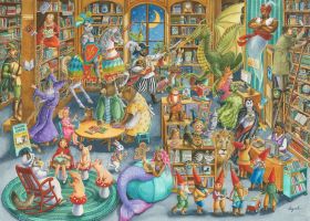 Puzzle Fantasy 1000 Pezzi Ravensburger Mezzanotte in biblioteca