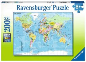 Puzzle 200 Pezzi XXL Ravensburger Mappa del Mondo | Puzzle per Bambini