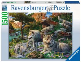 Puzzle 1500 Pezzi Ravensburger Lupi In Primavera | Puzzle Animali - Confezione