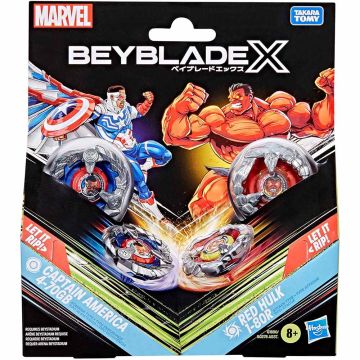 BEYBLADE X CAPTAIN AMERICA 4-70GB RED HULK 1-80R con Lanciatore