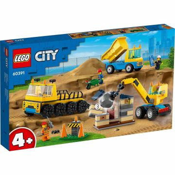 LEGO CITY 60391 Camion da cantiere e gru con palla da demolizione | LEGO CITY 4+