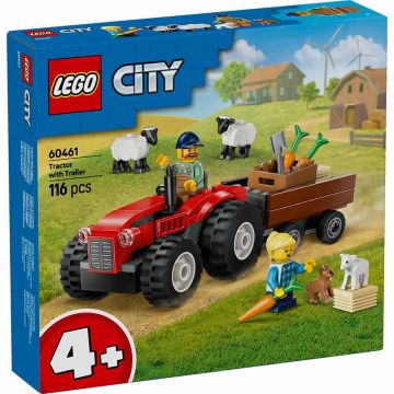 LEGO CITY 60461 Trattore agricolo rosso con rimorchio e pecore | LEGO CITY 4+