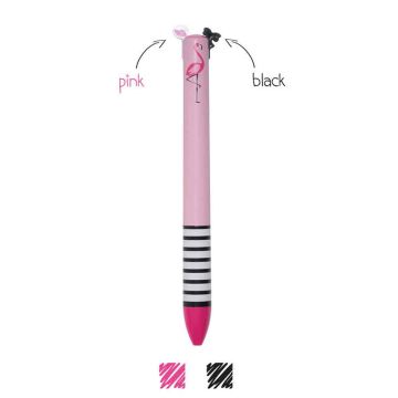 PENNA SFERA FENICOTTERO Due Colori Click&Clack | Penna Non Cancellabile Legami