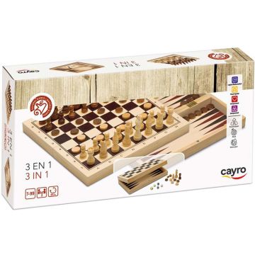 SCACCHI DAMA BACKGAMMON 3 IN 1 Pieghevole 7+ | 2g | 30'