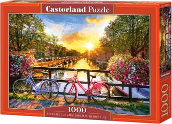 Puzzle 1000 pezzi Picturesque Amsterdam with Bicycles Castorland su arsludica.com
