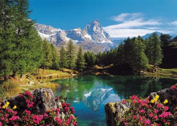Puzzle Paesaggi Italia 1500 pezzi Ravensburger Lago Alpino con Cervino