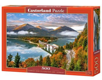 Puzzle 500 pezzi Sunrise over Sylvenstein Lake, Germany Castorland