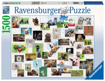 Puzzle 1500 Pezzi Ravensburger Collage di Animali Divertenti | Puzzle Animali Composizioni - Confezione