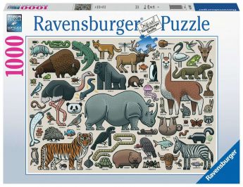 Puzzle 1000 Pezzi Ravensburger Animali Selvaggi | Puzzle Animali Composizioni - Confezione