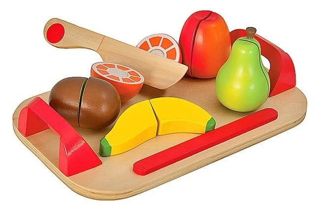 set cucina e frutta di legno per attività ludica e gioco dimitazione degli adulti 